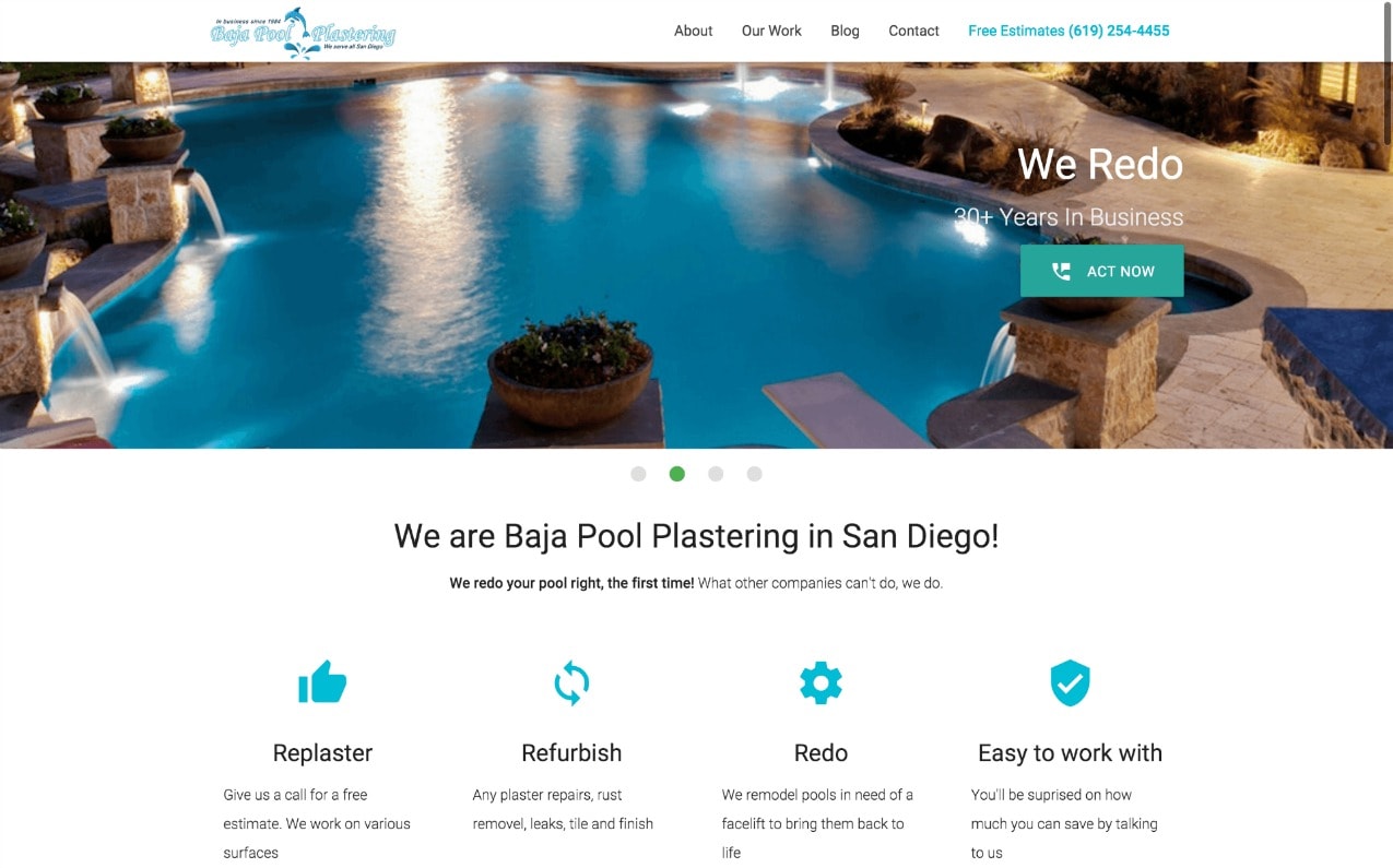 Web Design for San Diego Pool Plaster Client